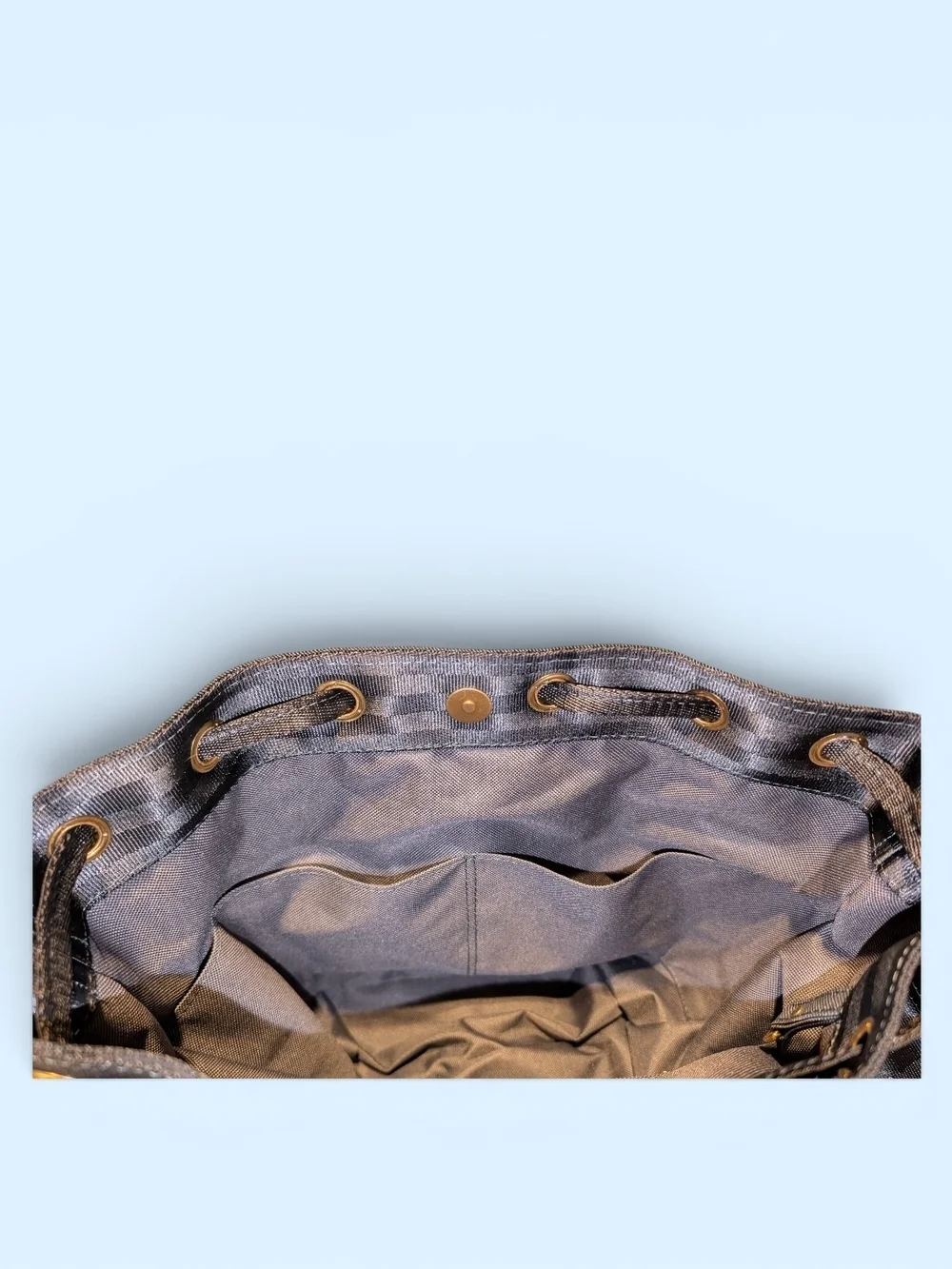 Black Seatbelt Drawstring Bucket Bag